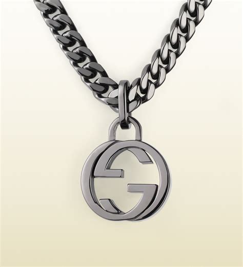 silver gucci necklaces for women|Gucci silver and onyx necklace.